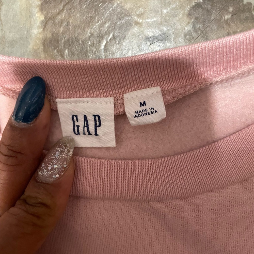 GAP Soft Pink Crewneck with Rose Gold Lettering